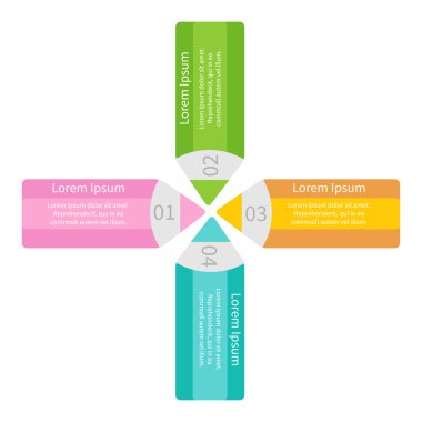 dört kurşun kalemler şablon kümesi. Infographic.