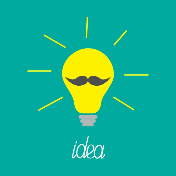 Yellow light bulb with mustaches — Stockvector