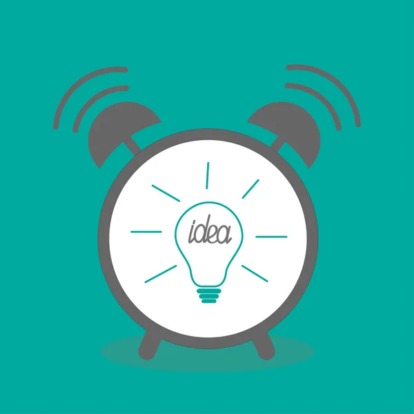 Relógio despertador com ícone de lâmpada ideia — Vetor de Stock