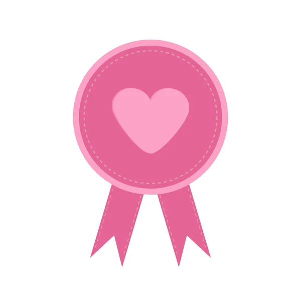 Badge met hart en linten. Award pictogram in platte ontwerpstijl — Stockvector