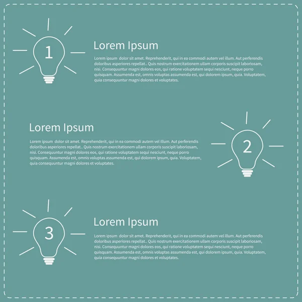 Tre steg business infographic med vit lampa. — Stock vektor