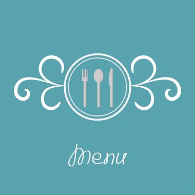 gümüş çatal, bıçak, kaşık yuvarlak kaligrafi çerçeve içine