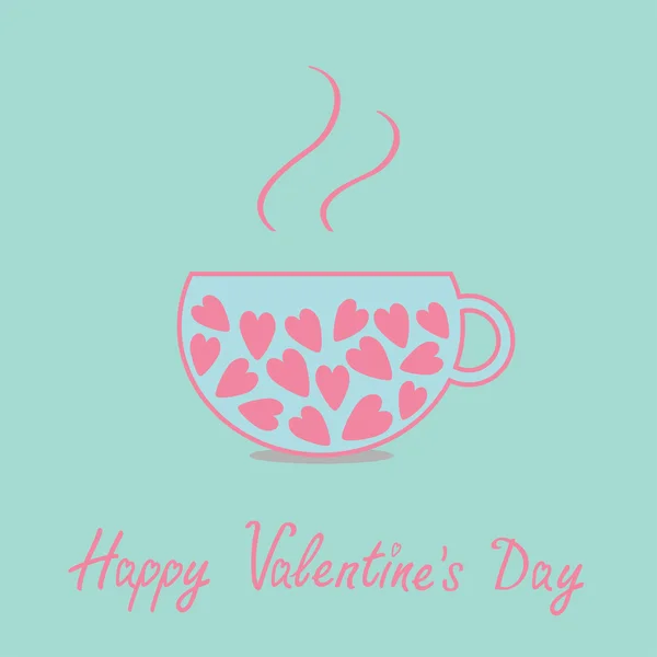 Taza de té de amor con corazones — Vector de stock