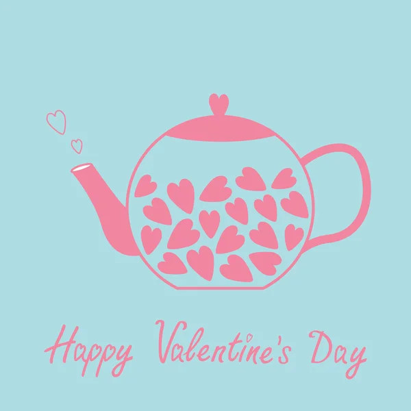 Love teapot with hearts — Stock Vector