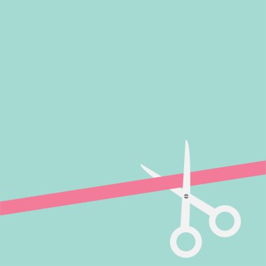 Scissors cut straight ribbon on the right clipart