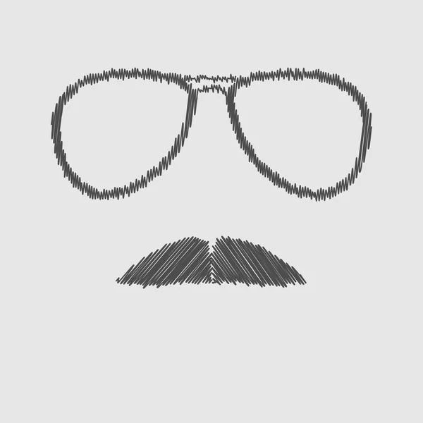 Men's glasses and mustache — Stock Vector