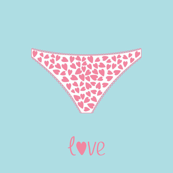 White women's underwear panties with hearts
