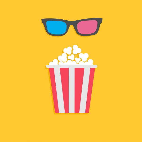 3D brýle a velký popcorn — Stockový vektor
