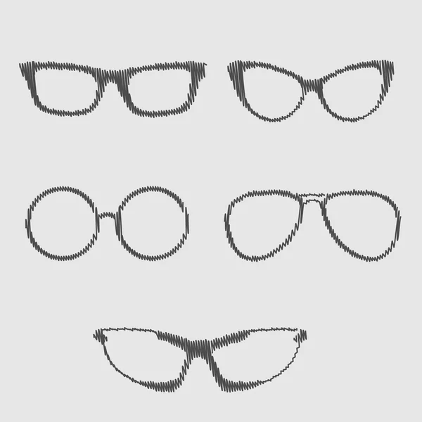 Ensemble de lunettes. Icônes isolées. Effet de gribouillage — Image vectorielle