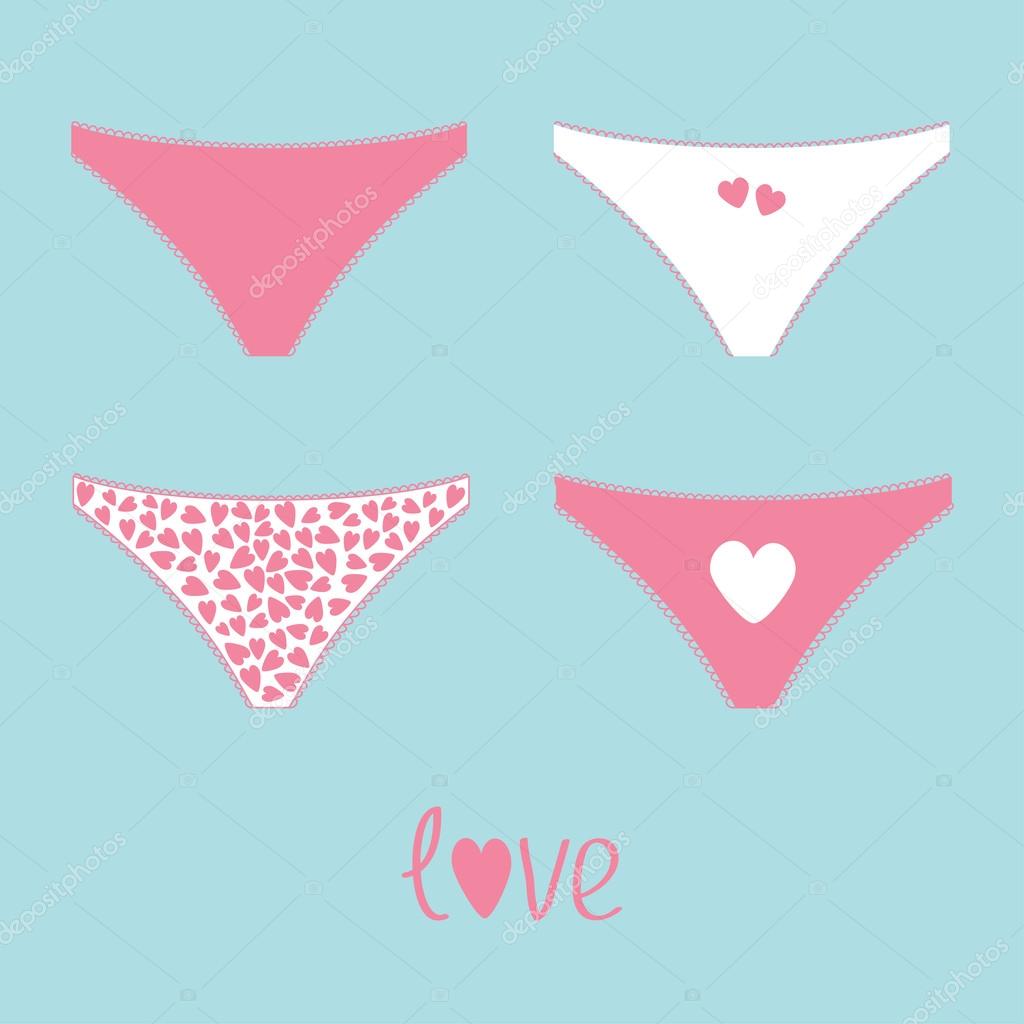 Women's underwear panties. Funny set. Love card. Stock Vector