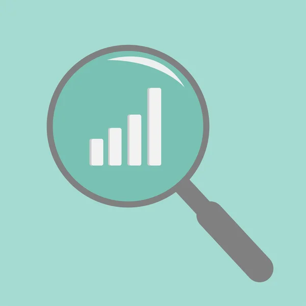 Lupa e diagrama sinal . —  Vetores de Stock