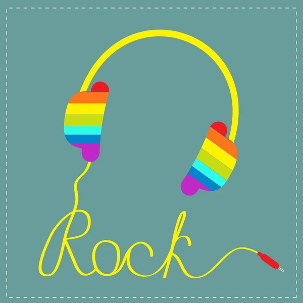 Rainbow headphones with cord — Stock Vector