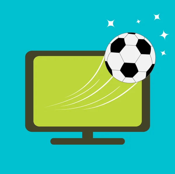 Fútbol pelota de fútbol y televisor — Vector de stock