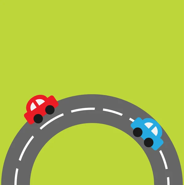 Round road and cartoon cars — Stock Vector