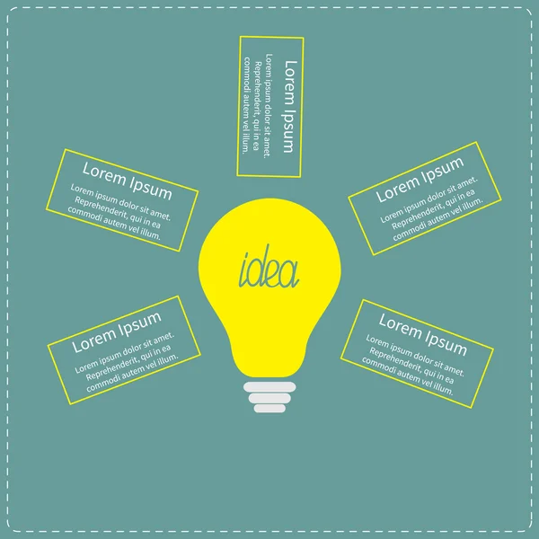 Infográfico de lâmpada de luz amarela — Vetor de Stock