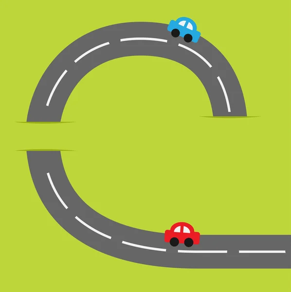 Tecknade bilar på vägarna — Stock vektor