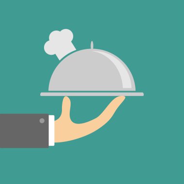 el gümüş tabak cloche şefler şapka ile tutarak