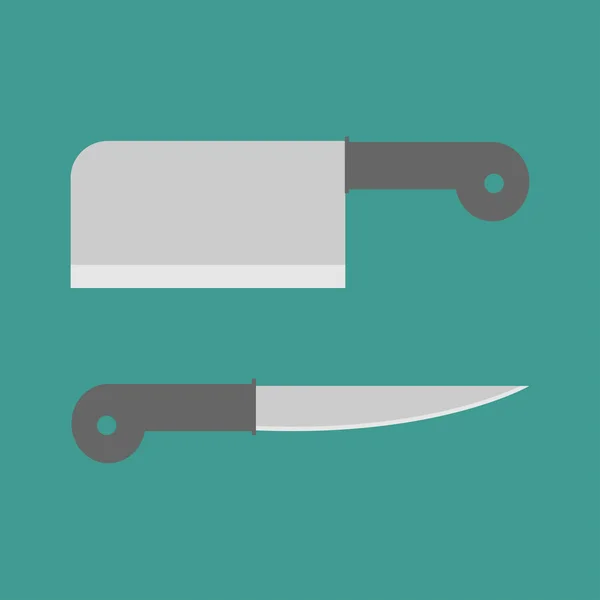 Juego de cuchillo de cocina de acero grande — Vector de stock