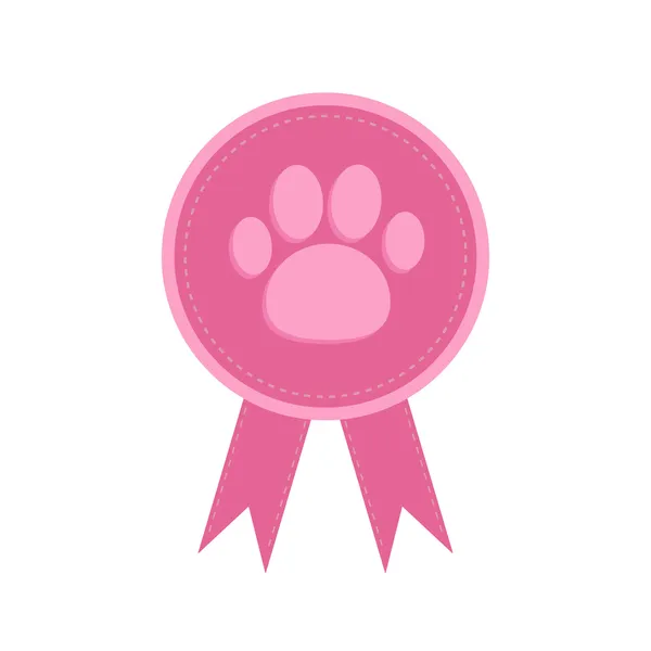 Badge avec patte de chat pour chien imprimé et rubans . — Image vectorielle