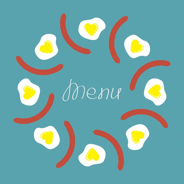 Moldura de comida redonda de ovo e salsicha — Vetor de Stock