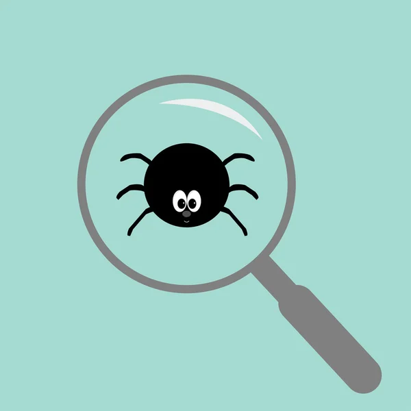 Pavouk hmyz pod lupou zoom objektivy. — Stockový vektor