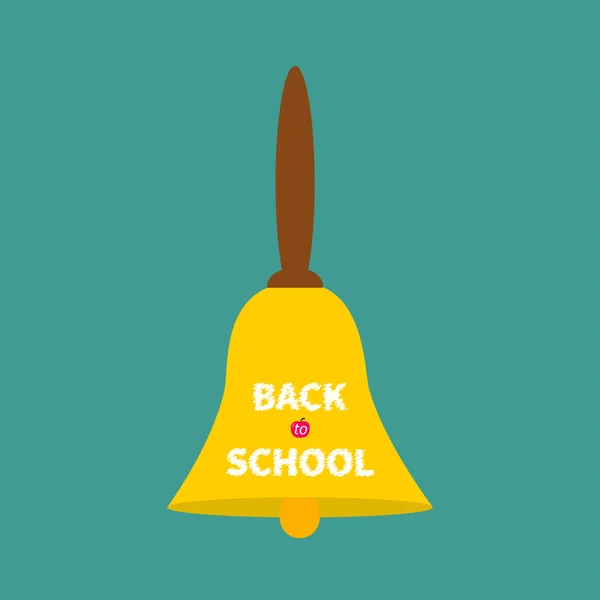 Grote gouden bell met handvat. terug naar school krijt tekst — Stockvector