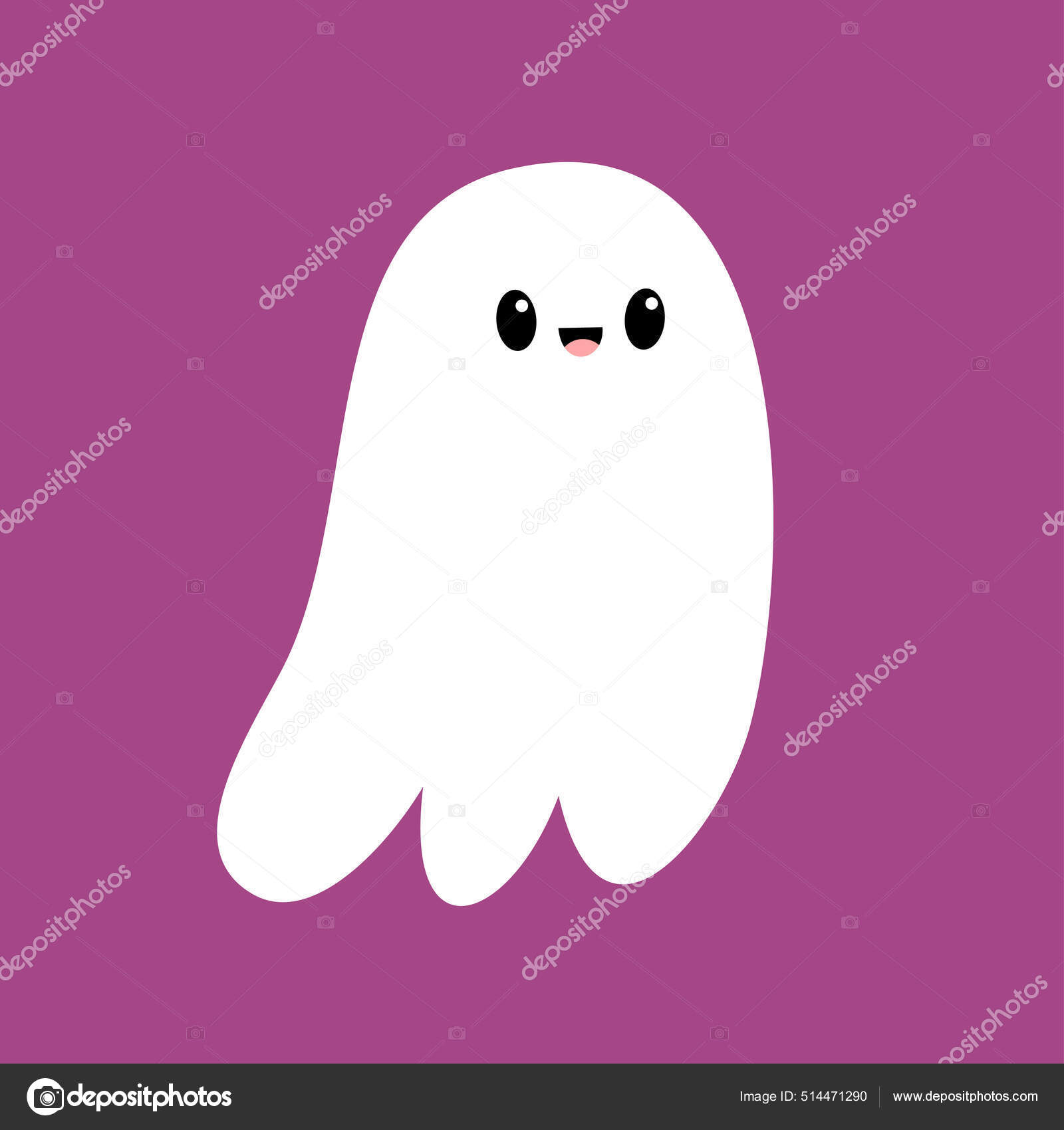 Fantasma bonito e engraçado isolado em fundo branco ilustração de