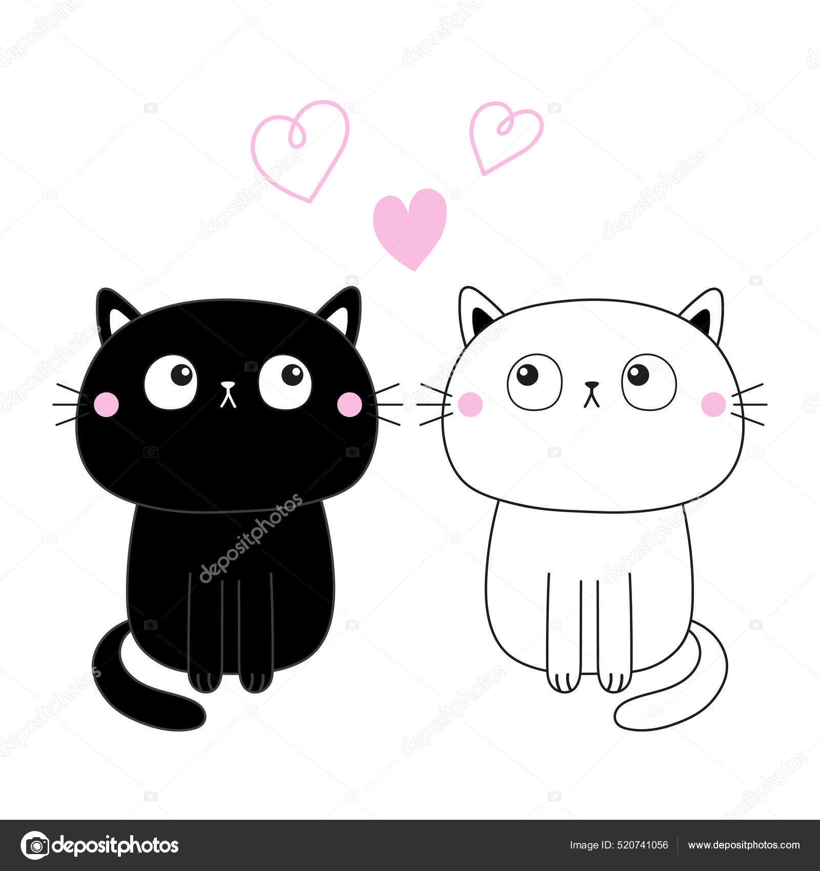 Cute Black Cat Icons Or Symbols Vector Set Collection Of Funny