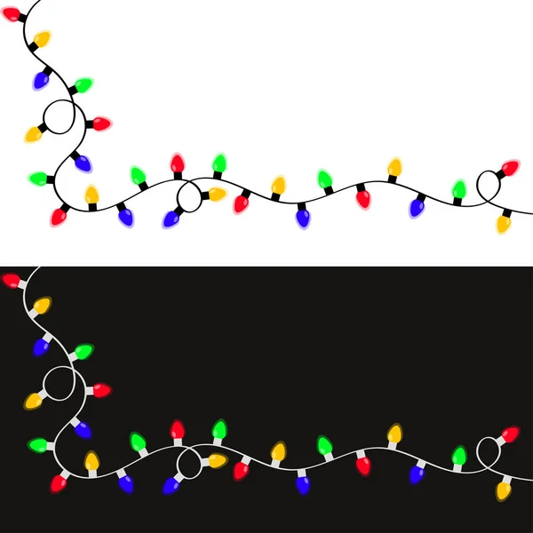 Żarówka Świecąca Linia Girlandy Świąteczne Lampki Gotowe Narożnik Dekoracji Kolorowe — Wektor stockowy