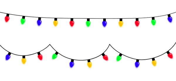 Luci Natale Accese Luce Fata Stringa Colorata Fumetto Festivo Decorazione — Vettoriale Stock
