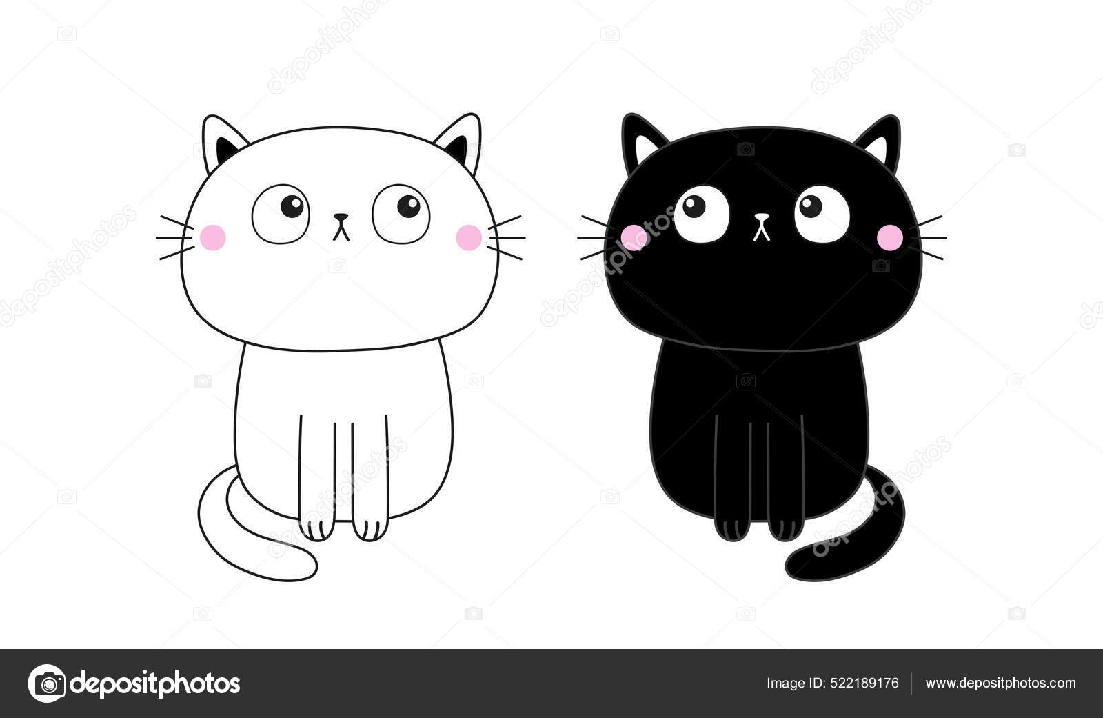 Conjunto Silhuetas Lineares Gato Preto Branco Linha Contorno Bonito Desenho  imagem vetorial de worldofvector© 522189176