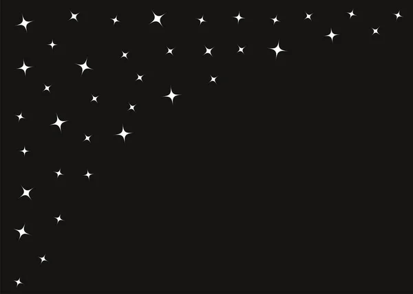 闪烁着星光闪耀的背景符号集 圣诞贺卡装饰 角落的框架 火花和星星 发光的效果 平面设计 黑色背景 — 图库矢量图片