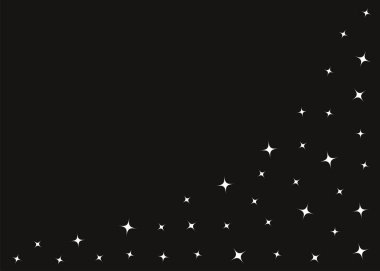 Stars Sparkles simge seti. Parlak arka plan. Noel kartı süslemesi. Köşe çerçevesi. Parıltılar ve yıldızlar. Parlak efekt. Düz dizayn. Siyah arkaplan. Vektör illüstrasyonu