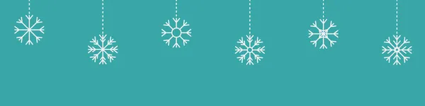 Six Flocons Neige Blancs Suspendus Joyeux Noël Ensemble Icône Hiver — Image vectorielle