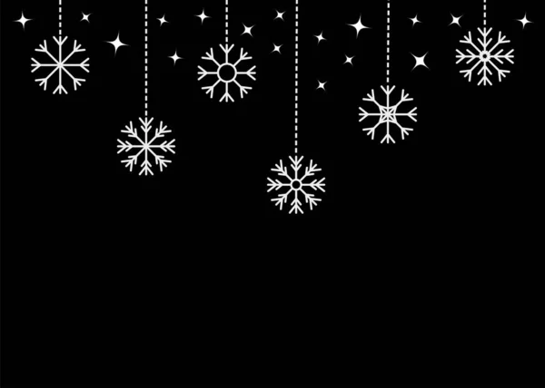 Веселого Різдвяного Сніжинки Висить Лінії Тире Шість Xmas Сніжинок Іграшки — стоковий вектор