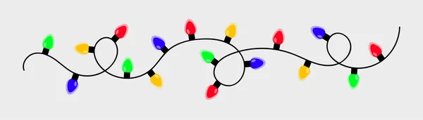 Christmas Light Set Colorful String Fairy Lights Lightbulb Glowing Garland — Stock Vector