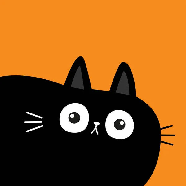 Lindo Gato Negro Gatito Cara Cabeza Cuerpo Esquina Izquierda Personaje — Vector de stock