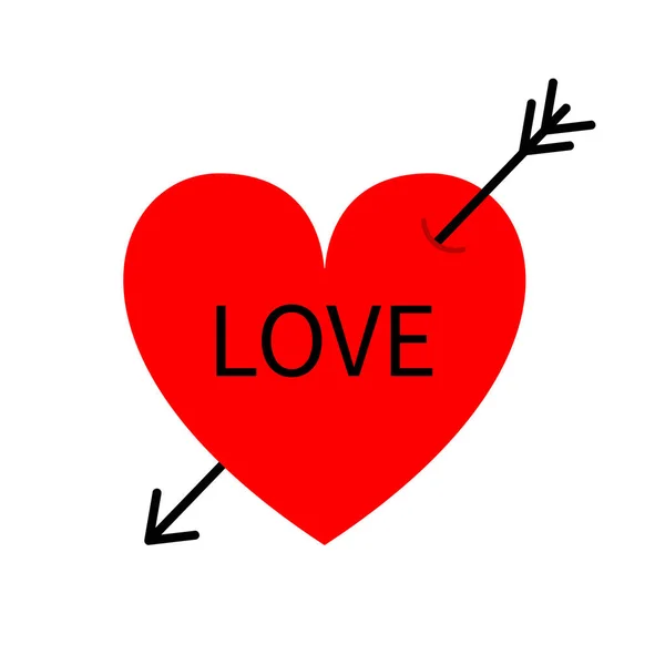 红心箭图标 情人节快乐 爱的文字 标志符号 简单的形状 简单的贺卡模板 徽章的剪贴画 平面设计 白色背景 孤立无援B — 图库矢量图片