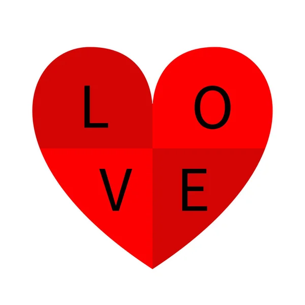 Rotes Herz Alles Gute Zum Valentinstag Liebestext Symbolbild Einfache Form — Stockvektor