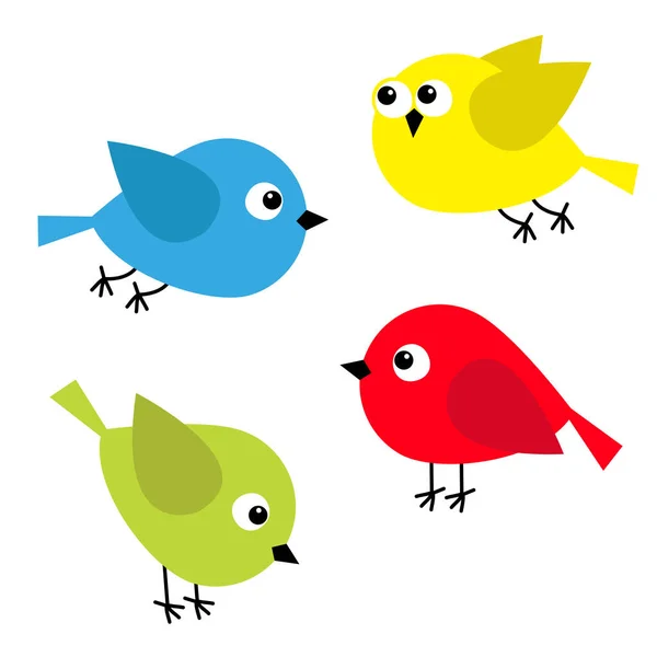 Kuş Simgesi Seti Tatlı Çizgi Film Karakteri Kawaii Kuşların Bebek — Stok Vektör