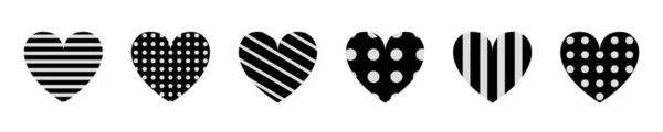 Black Heart Icon Set Happy Valentines Day Love Sign Symbol — 图库矢量图片
