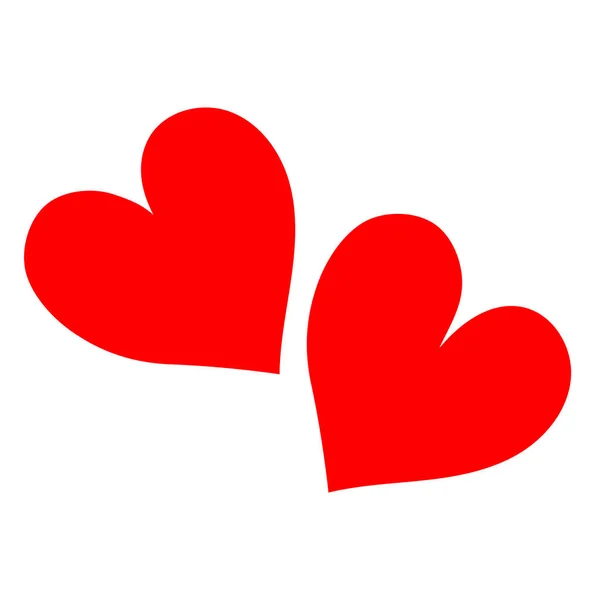 红心图标设置 情人节快乐 简单的形状 爱情标志符号 两个红心贺卡模板 有趣的图形对象 平面设计 白色背景 孤立无援矢量说明 — 图库矢量图片