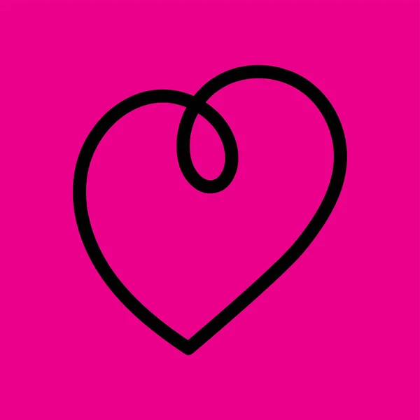 心脏图标 黑线心脏 情人节快乐 涂鸦手绘图形 情人卡平面设计 粉色背景 孤立无援矢量说明 — 图库矢量图片