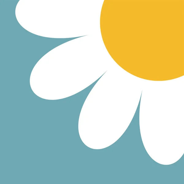 隅にデイジー カモミール 白いカモミールアイコン かわいい丸い花の植物コレクション 愛のカードのシンボル 成長する概念 フラットデザイン 青の背景 隔離されてる ベクターイラスト — ストックベクタ