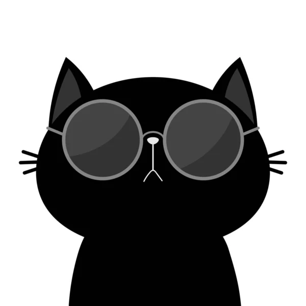 Kočka Nosí Sluneční Brýle Černé Čočky Roztomilá Kreslená Vtipná Postava — Stockový vektor