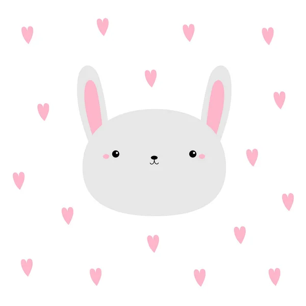 Hase Hasen Runde Gesicht Symbol Frohe Ostern Niedliches Kawaii Lustiges lizenzfreie Stockvektoren