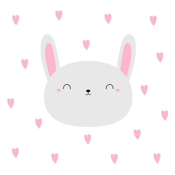 Tavşan Tavşan Suratlı Yuvarlak Ikon Şirin Kawaii Komik Hayvan Çizgi — Stok Vektör