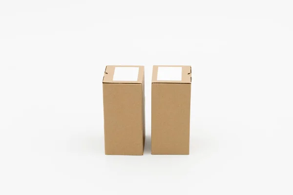 Two Closed Cardboard Boxes White Background — Stock Photo, Image