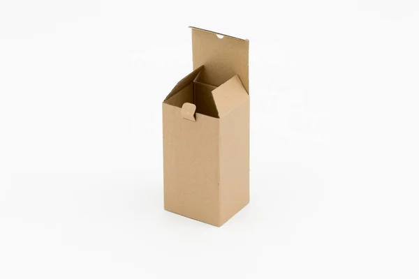 Open Cardboard Box White Background — Stock Photo, Image