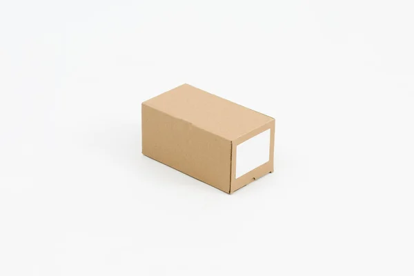 Closed Cardboard Box White Background — Stock Photo, Image